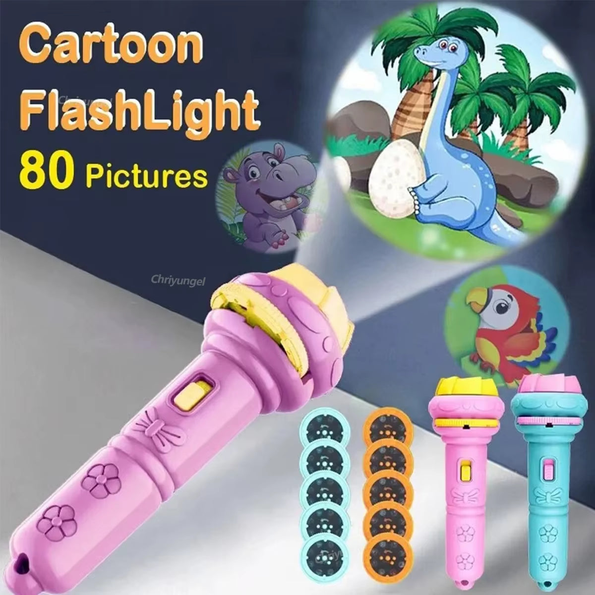 10 Cards Cartoon Projector Flashlight 