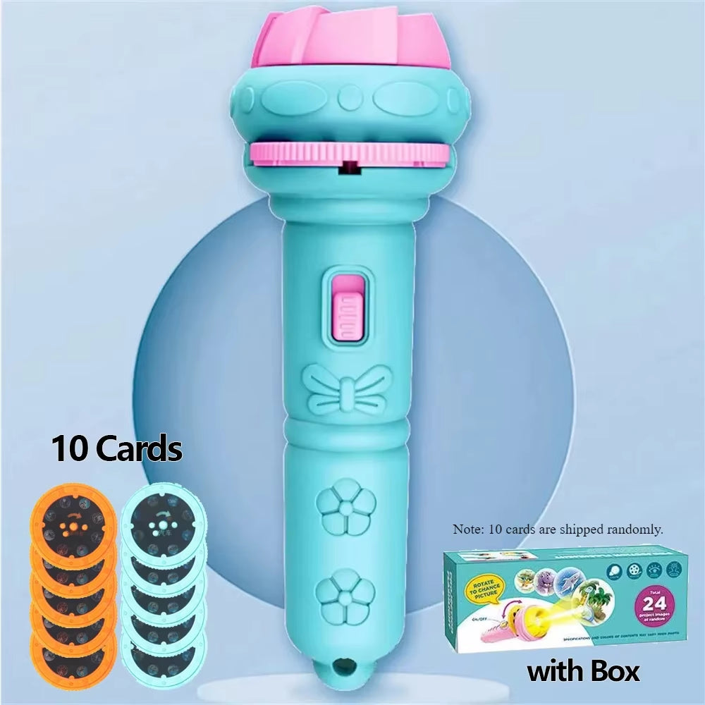 10 Cards Cartoon Projector Flashlight 